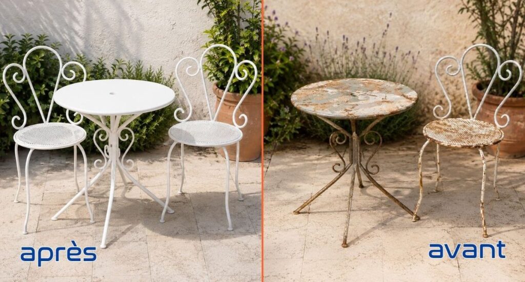 Décapage thermique table de jardin Dijon