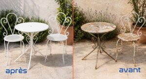 Décapage thermique table de jardin Dijon